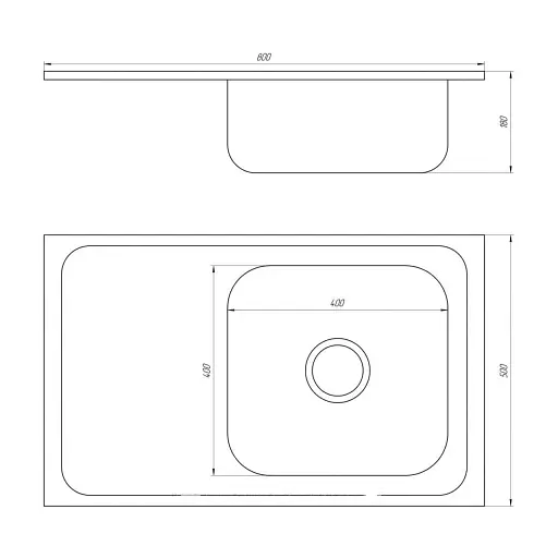 Мийка кухонна Kraft 8050L-E Satin Left 800х500х180x0,6 мм Нержавіюча сталь 30412 - фото 2