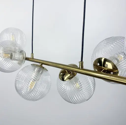 Видовжений світильник із 8 гранчастими плафонами, 130 см | Line F | Арт. Q08/8 AB - фото 4