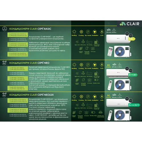 Кондиционер Clair BASIC-12A-R410-IU/BASIC-12A-R410-OU Basic - фото 6
