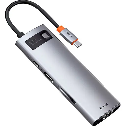 USB-хаб Baseus Metal Gleam Series 8-in-1 Multifunctional Type-C HUB Space Gray (CAHUB-CV0G) [77937] - фото 3