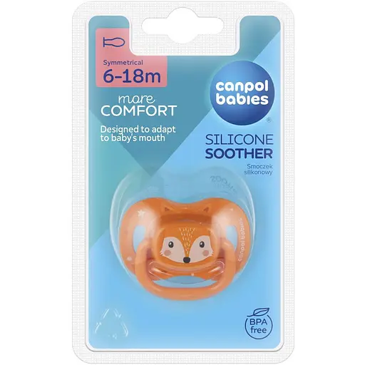 Пустушка Canpol babies Cute Animals силіконова симетрична 6-18  міс. помаранчева (34/925_ora) - фото 3