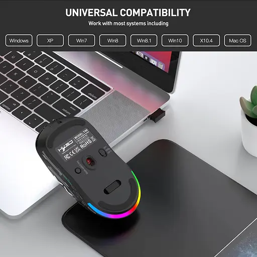 Компьютерная мышь HYSJ Т90 беспроводная бесшумная с аккумулятором 2,4G+Bluetooth Black - фото 2