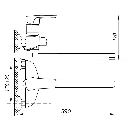 Змішувач для ванни Zerix NGB 279 ZX0045 Хром - фото 2