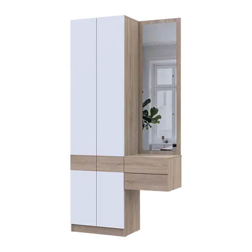 Прихожая Сола Doros 1+2 Дуб Сонома/Белый ДСП / зеркало 105х40х215 (42005150)