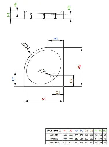 Душовий піддон Radaway Patmos A 90 4S99155-03 - фото 3