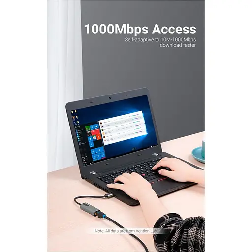 Адаптер Vention USB 3.0-A to Gigabit Ethernet Adapter Gray 0.15M Aluminum Alloy Type (CEWHB) - фото 4