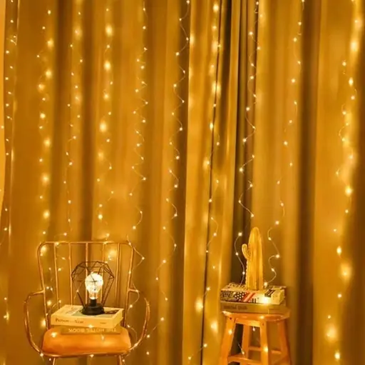 Новогодняя светодиодная гирлянда-штора Роса 3x3 м с 300 Тепло белыми LED лампочками и питанием USB - фото 6