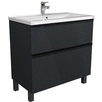 Тумба Мойдодир Rome 80-U с умывальником Debut 80 на подвесная/напольная Графит - фото 1