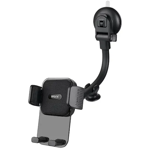 Тримач телефону автомобільний Brevia FlexArm СrystalHold із присоскою, гнучкий 264мм, для 4.7-6.8', ширина до 90мм, чорний(48780) - фото 1