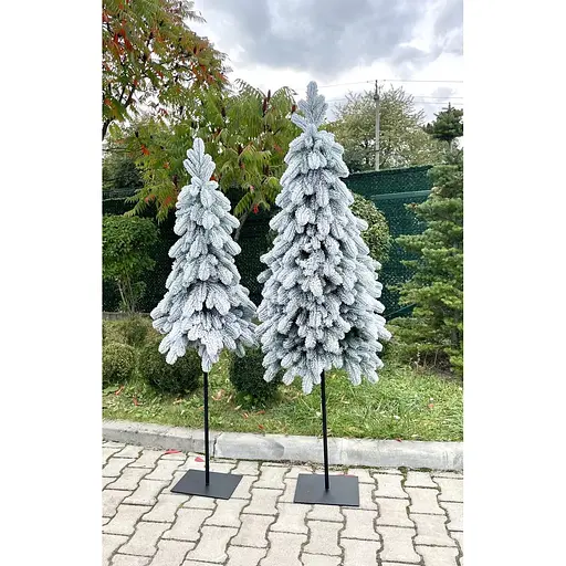 Ялинка Hvoya Style Lux вузька лита на високому металевому стовбурі-підставці 160 см засніжена - фото 4