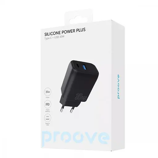 Зарядный адаптер блока питания Proove Silicone Power Plus 30 W (Type-C+USB) WCSP3011001 черный - фото 6