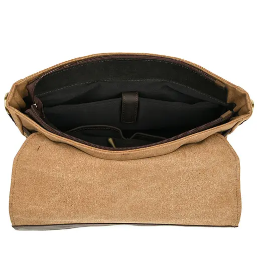 Мужской портфель из канваса и кожи наппа TARWA 36х27х10 см sum0028406 - фото 8