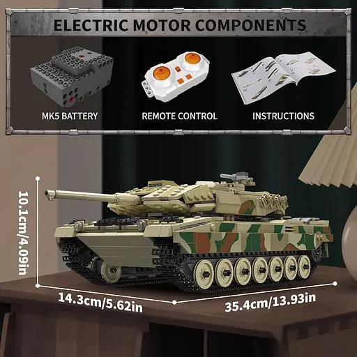 Конструктор танк   на радіокеруванні Mould King танк ЛЕОПАРД  LEOPARD  2 Tank  для дорослих та дітей військова техніка  1091 деталь - фото 7