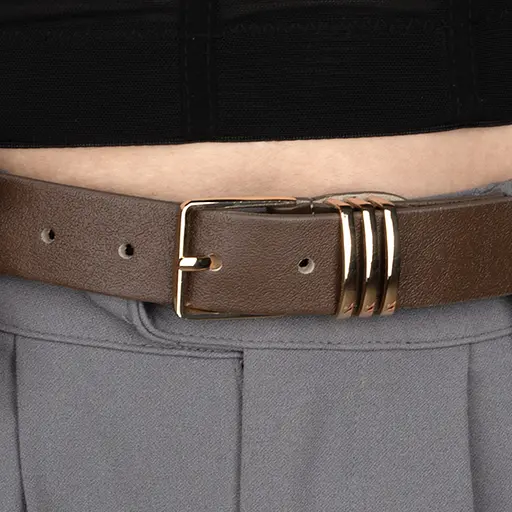 Ремінь жіночий шкіряний JK-3063 мокко із золотою пряжкою (115 см) - фото 5