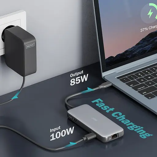 Кардридер док-станция Digitus70914 USB-C HDMI/2xUSB-A/USB-C/SD/MicroSD/RJ54  - фото 8