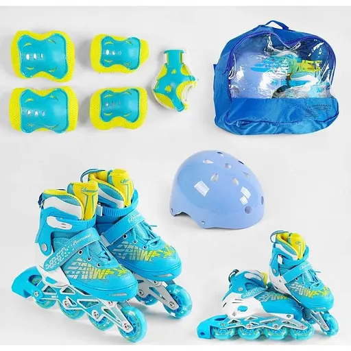 Ролики для підлітків Banwei із захистом 6917-М розмір 35-38 сині - фото 7