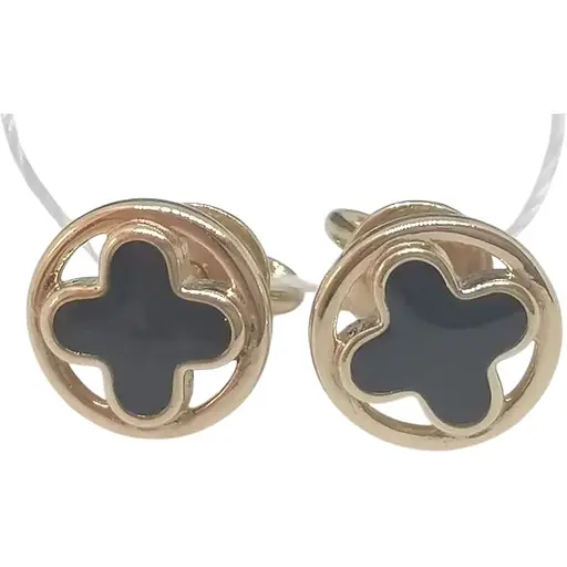 Золотые серьги-пуссеты Favoritum с эмалью. 210662