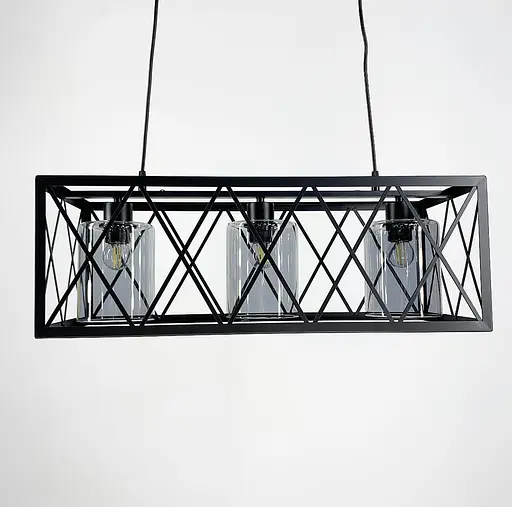 Люстра в чорному каркасі на 3 плафони Line.F Колір плафона Янтарний - фото 3