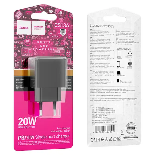 СЗУ Hoco CS13A Ocean PD20W (1USB-C) - фото 4