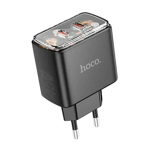 Сетевое зарядное устройство Hoco CS43A 2 Type-C PD 45W черный - фото 3