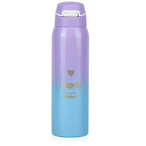 Термос "Happiness Comes" фиолетово-синий градиент нержавеющая сталь 500 мл - фото 1