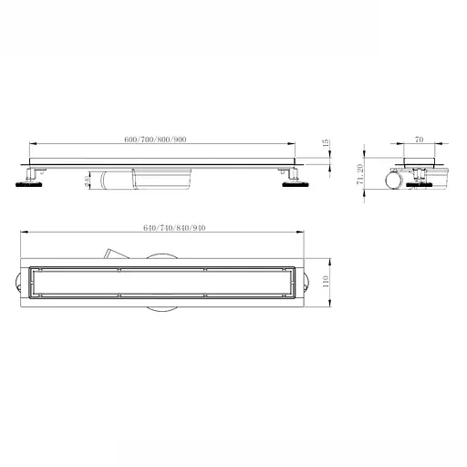Трап лінійний Volle 800 мм з перфорованою решіткою cepillado cromo Master Linea 9046.210314 - фото 4