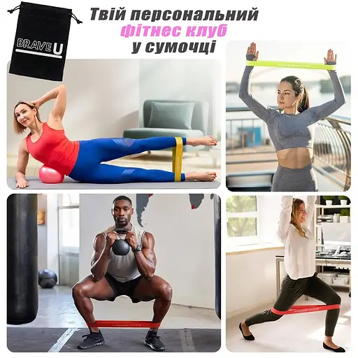 Резинки для фітнесу BraveU спортивні набір еспандер 5 шт - фото 8