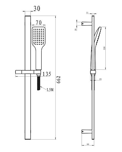 Душова штанга Imprese 6607001 L-66 см, Хром - фото 2