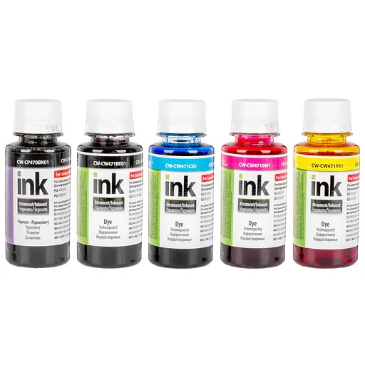 Комплект чорнил ColorWay Canon iP7240/7250/8740, MG5440/5540/5640/5740/6340, TS6040/8040/9040, BK/BP/C/M/Y, 5x100 мл (CW-C47)