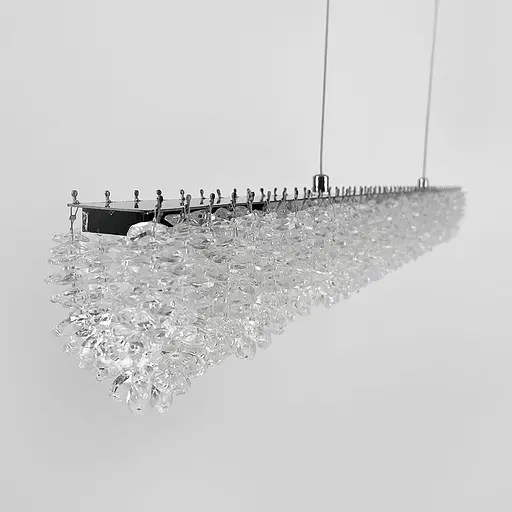 Видовжена кришталева люстра в хромі 80х5 см | Арт. 33038L-850*50 CH | Line F - фото 5