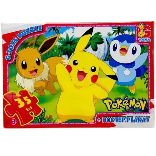 Детский пазл "Покемоны" G-Toys PM01 постер, 35 элементов - фото 1