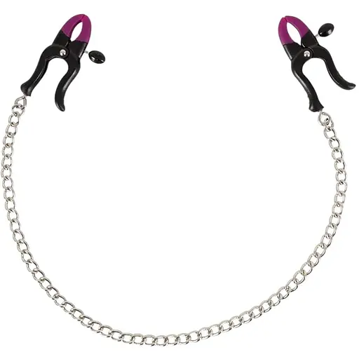 Затискачі для сосків на ланцюжку Bad Kitty Silicone Nipple Clamps 52 см сріблястий