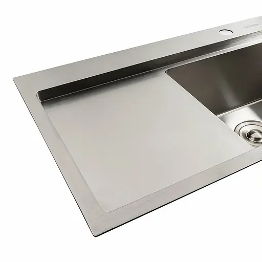 Кухонная мойка нержавейка 78x43 R Platinum Handmade (два отверстия, круглый сифон 3,0/0,8), Нержавеющая сталь - фото 6