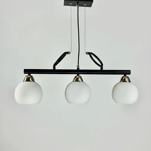 Видовжена люстра Лофт на 3 білих плафони | Арт. YQ307/3 AB+BK+WT | Line F - фото 4