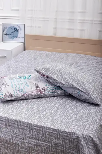 Комплект постельного белья Moon&Star King Size 220x240 наволочки 2х50х70 Butterfly Gray Бязь Gold Люкс - фото 8