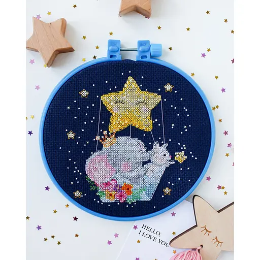 Набір для вишивання хрестиком "Нічна прогулянка" AHM-045 із п'яльцями - фото 3