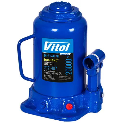 Домкрат гідравлічний телескопічний Iron Hand 20т 217-407 мм 9.7 кг (IH-317407D) - фото 1