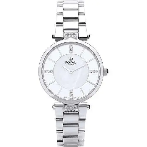 Женские водонепроницаемые наручные часы Royal London 21425-01 кварцевые с камнями Сваровски