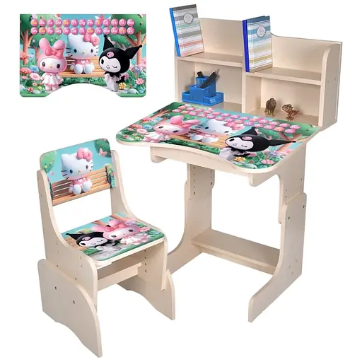 Дитяча парта Bambi N 2071-19B-2 Hello Kitty з англ. абеткою та стільчиком світлий венге