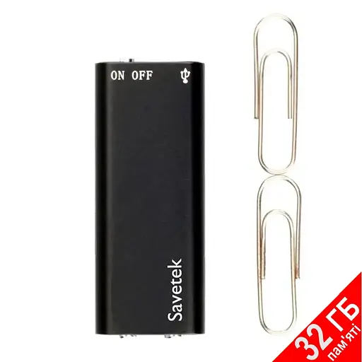 Мініатюрний диктофон з активацією голосом Savetek 200 (GS-R01s), 32 Гб, Mp3, VOX, 8 годин запису (100800) - фото 2