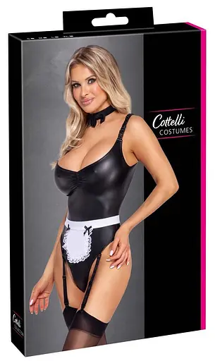 Боді Cottelli Collection Costumes Maid XL (чорний з білим) - фото 6