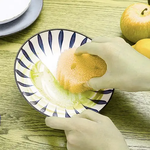 Губка Migic scrub dabby чарівна для миття посуду, чистяча, жовта, розмір 10,5 на 4 см, 1 шт. - фото 3