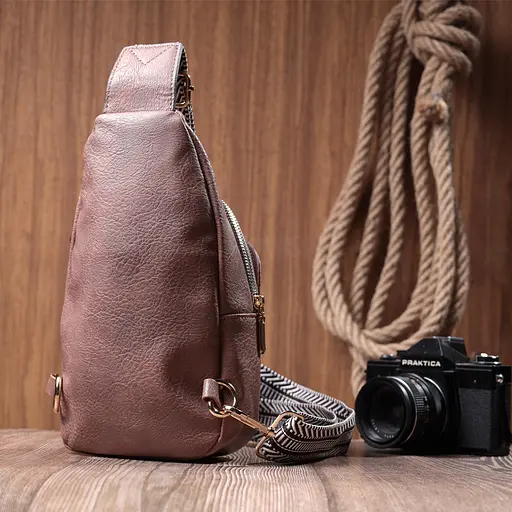 Женская компактная сумка Vintage через плечо из экокожи с акцентом на текстильную лямку 15х25х5 см sum0026968 - фото 9