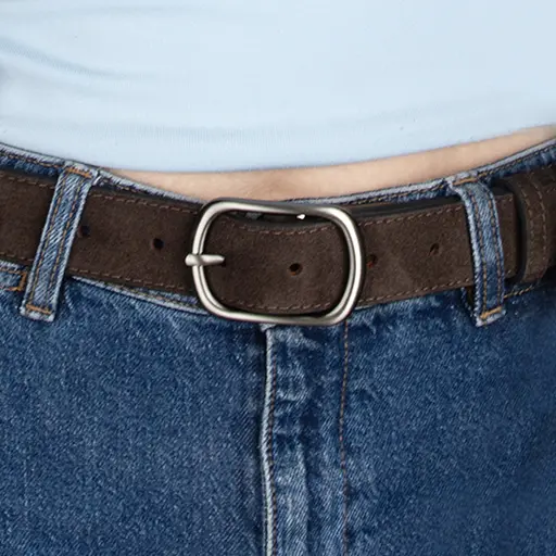 Ремень женский замшевый SF-3529 темно-коричневый с серебряной пряжкой (125 см) - фото 5