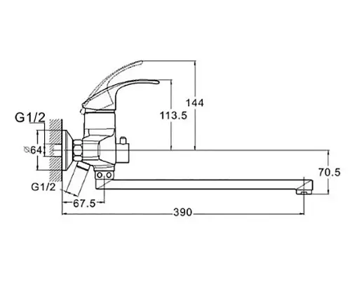 Смеситель для ванны Udis SWZ7-A182 однорычажный с душевым набором Хром 30412 - фото 2