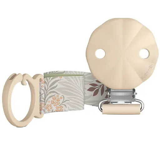 Клипса для пустышки с тканевой лентой Suavinex Poetry бежевая с рисунком (403000)