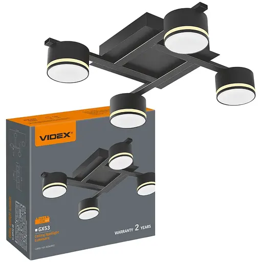 Світильник Videx під лампу 4xGX53 накладний чорний (VL-SPF31-4B)