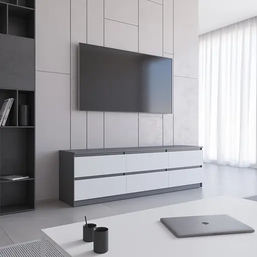 Тумба під телевізор Vays R-12, 6 шухляд без ручок, ЛДСП, 180×40×53 см - фото 8