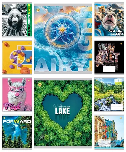 Зошити учнівські 36 аркушів лінія Люкс Мікс 1, 20 шт. в упаковці