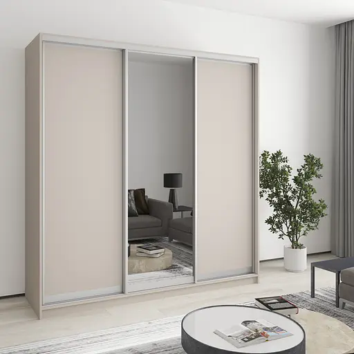 Шкаф-купе трехдверный MebelStar Стандарт AL 2ДСП/Зеркало 200x45x240 см Кашемир (MBS-1547)